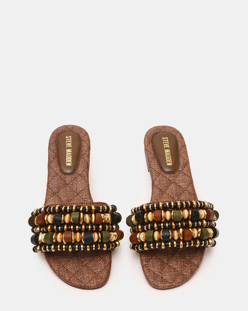 MARIKA BEADS BROWN RAFFIA