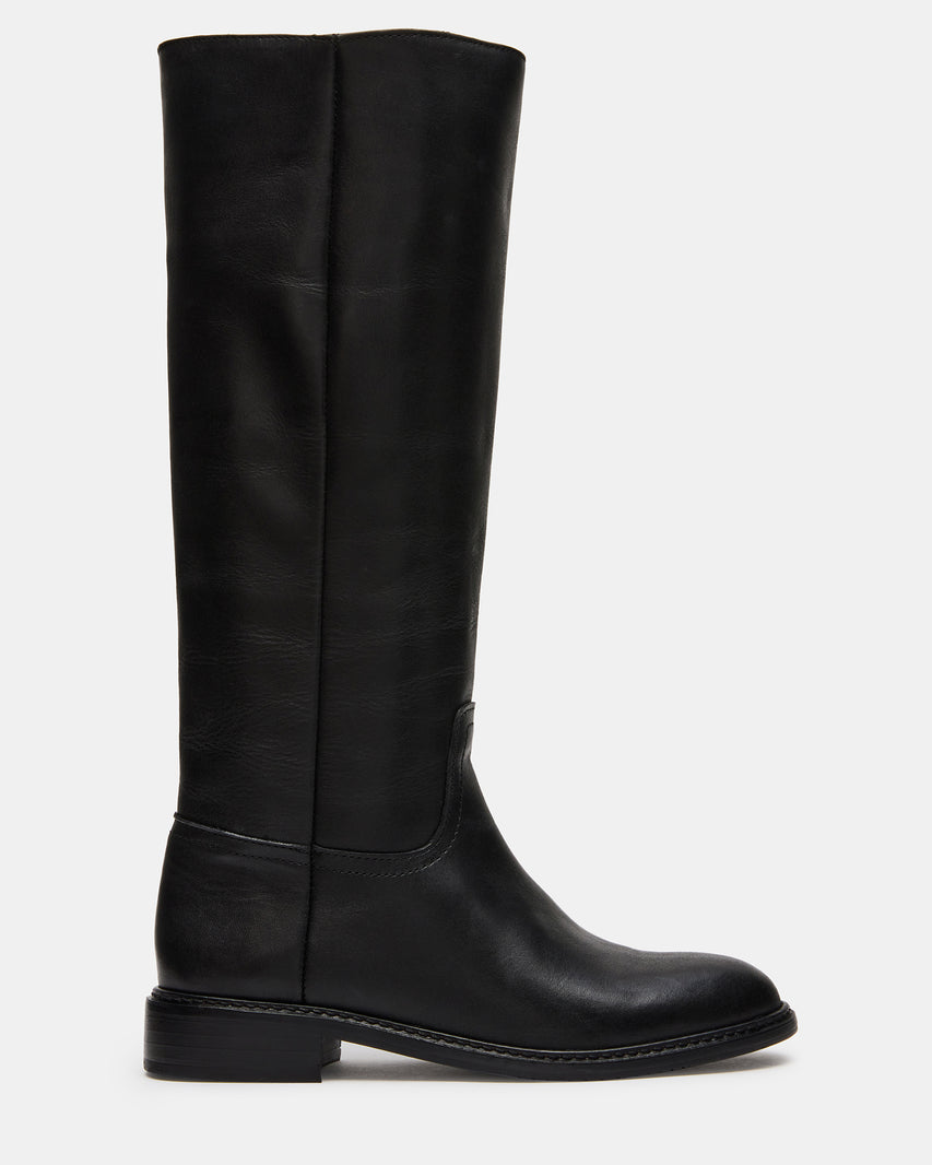 MARNA Black Leather Knee-High Women's Riding Boot | Steve Madden