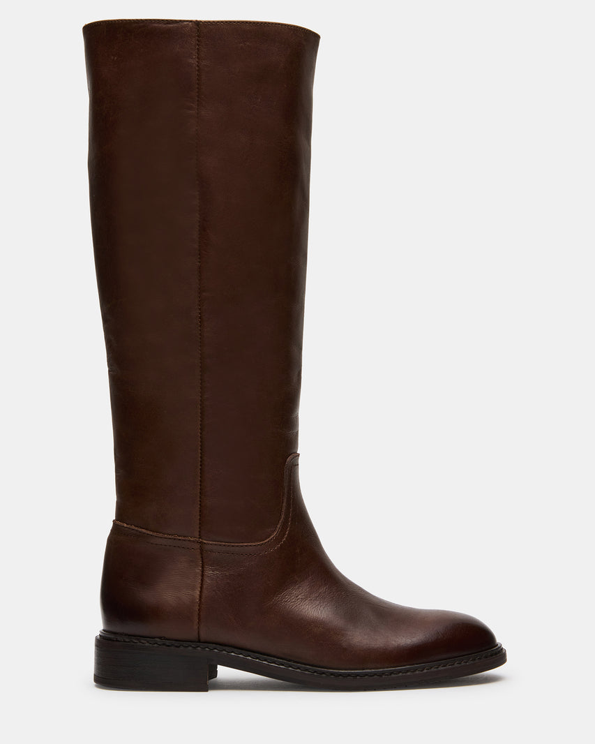 MARNA Brown Leather Knee-High Women's Riding Boot | Steve Madden
