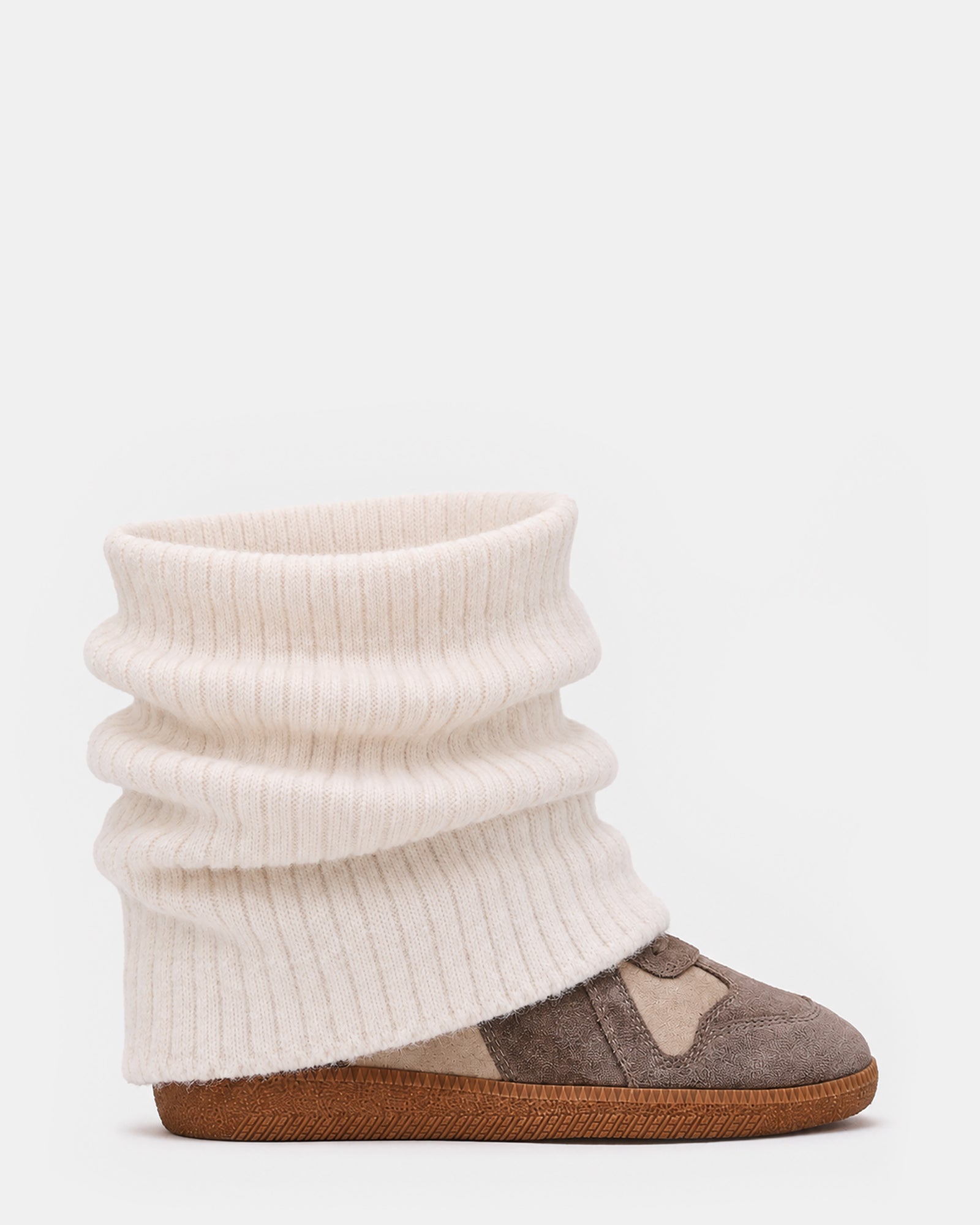 MAVIS Knit Taupe Suede High-Top Velcro Women's Sneaker | Steve Madden