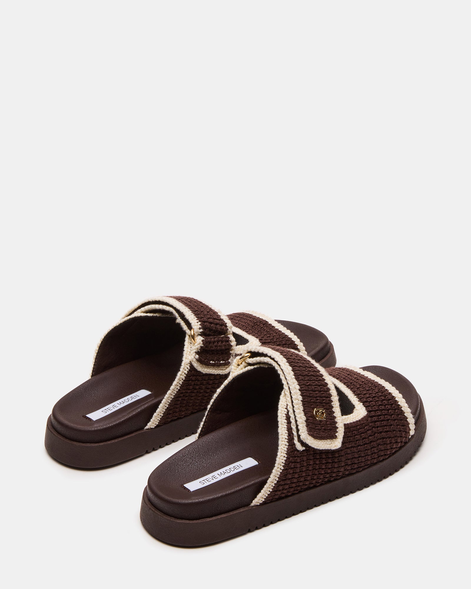 MAYSIE Brown Multi Woven Flatform Footbed Slide Women's Sandal