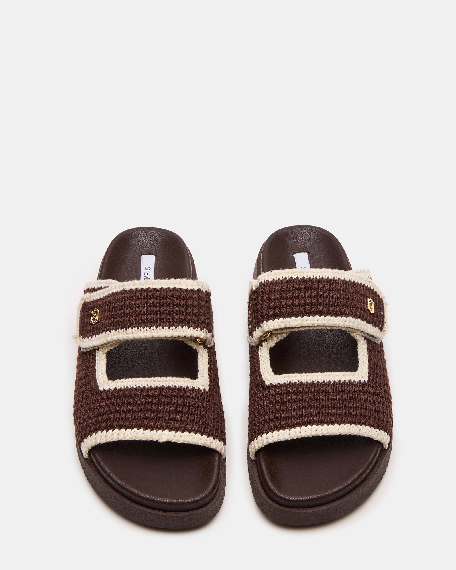 MAYSIE Brown Multi Woven Flatform Footbed Slide Women's Sandal