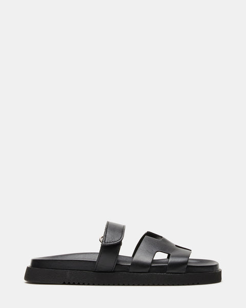 MAYVEN Black Leather Flatform Slide Sandal | Women's Sandals – Steve Madden