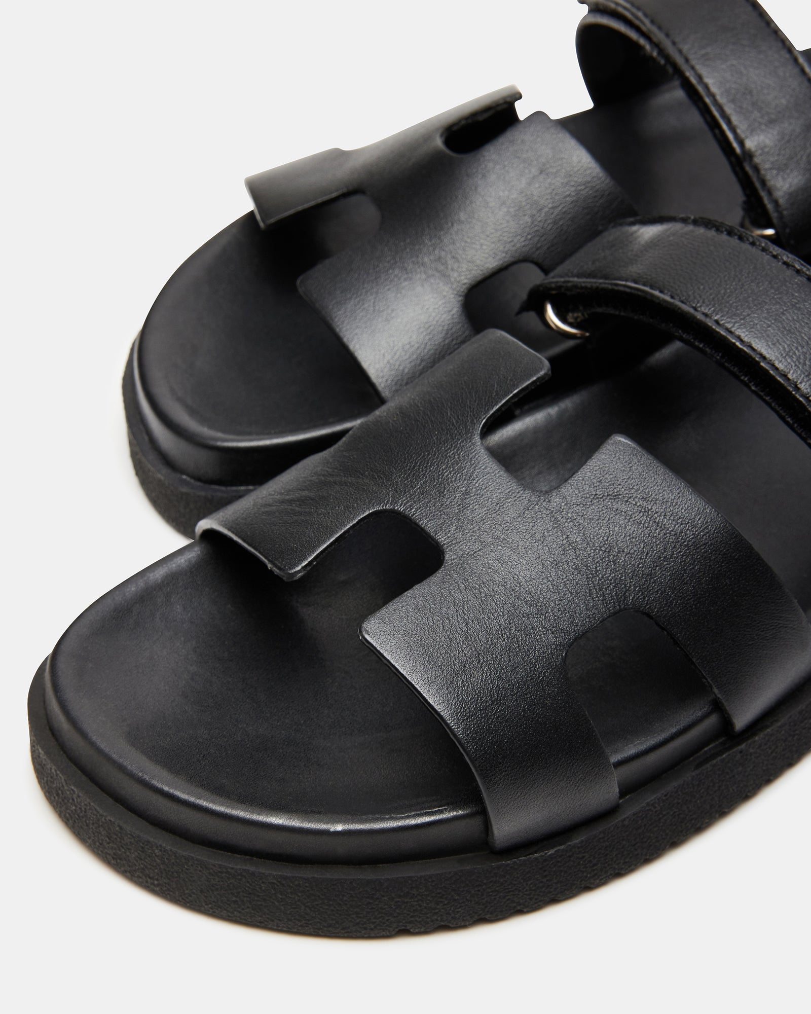 MAYVEN Black Leather Flatform Slide Sandal | Women's Sandals – Steve Madden