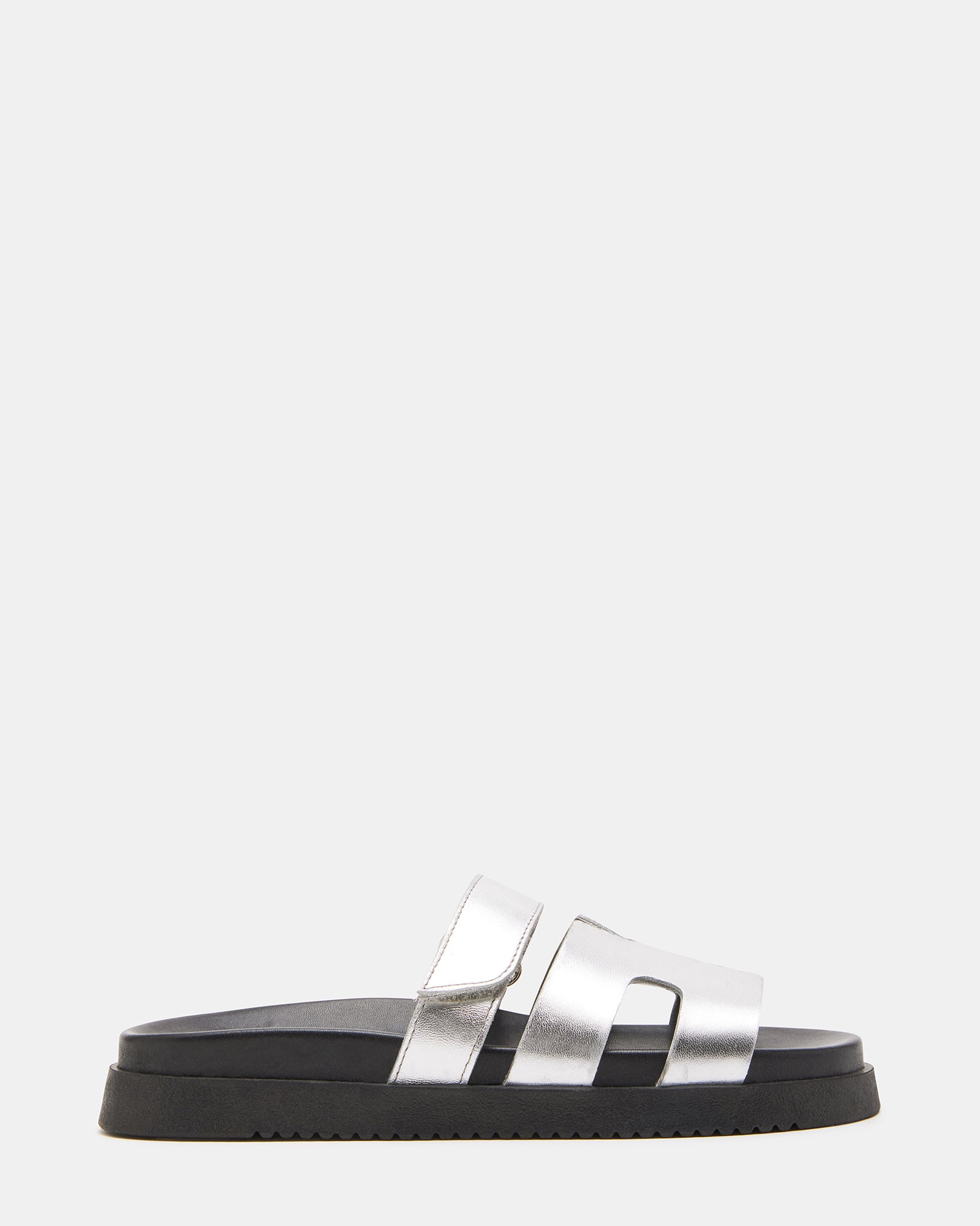 MAYVEN Black/Silver Flatform Slide Sandal | Women's Sandals – Steve Madden