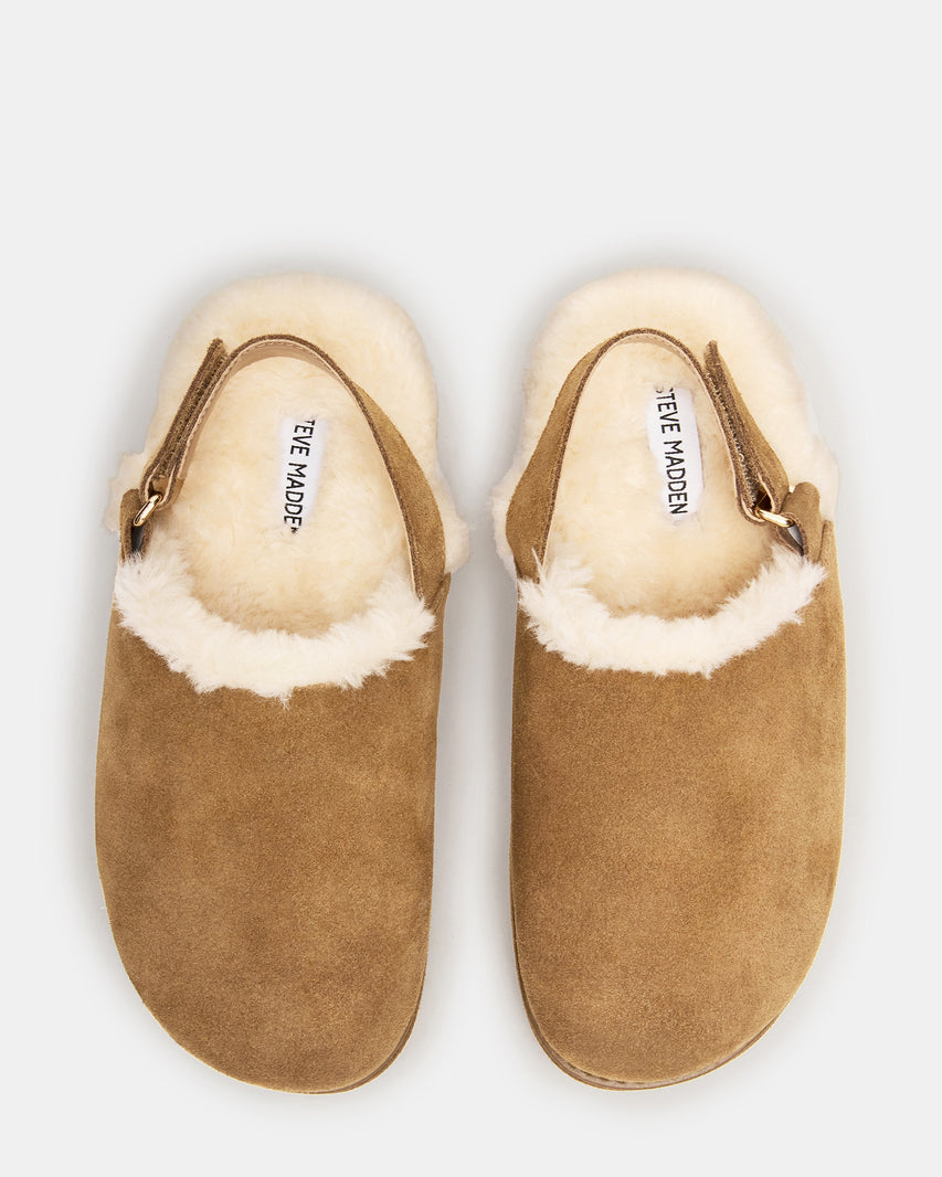 MELLOW FAUX FUR COGNAC SUEDE