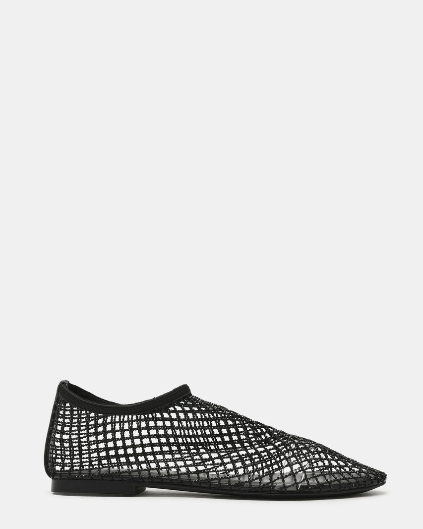 MINO Black Rhinestones Mesh Ballet Women's Flat | Steve Madden