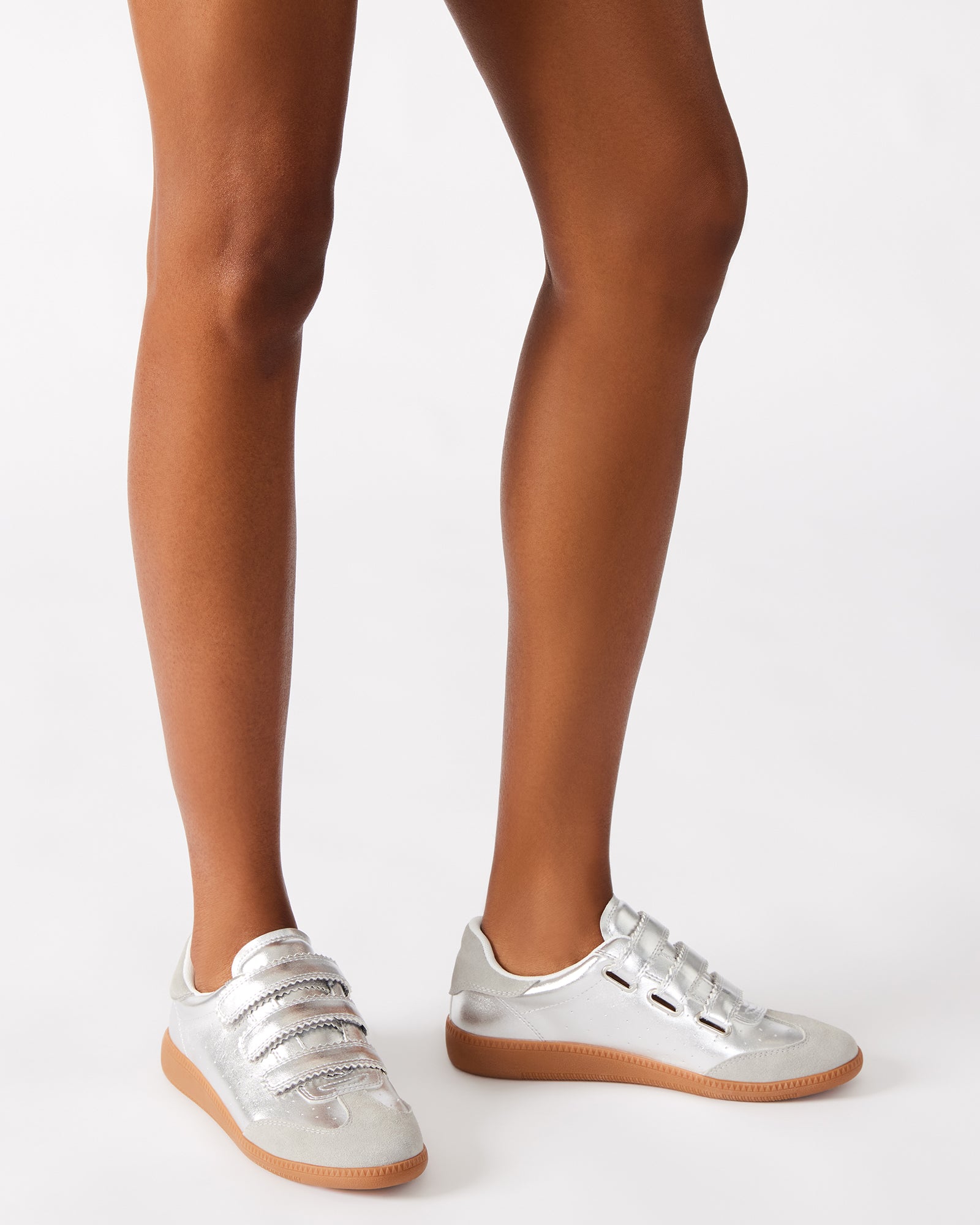 MOMENTUM Silver Velcro Low-Top Women's Sneakers – Steve Madden