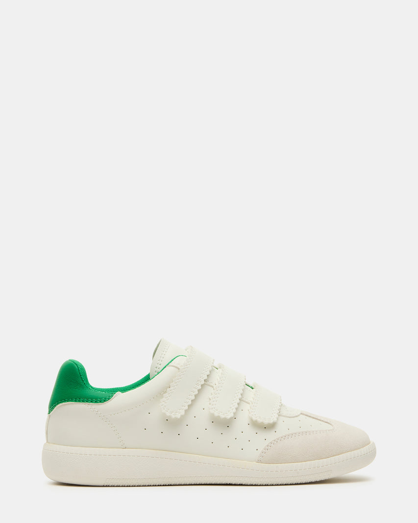 MOMENTUM White/Green Velcro Low-Top Women's Sneakers | Steve Madden