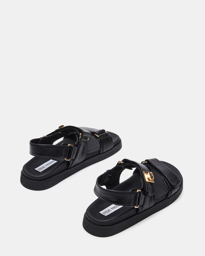 Mona Leather Sandals- Black