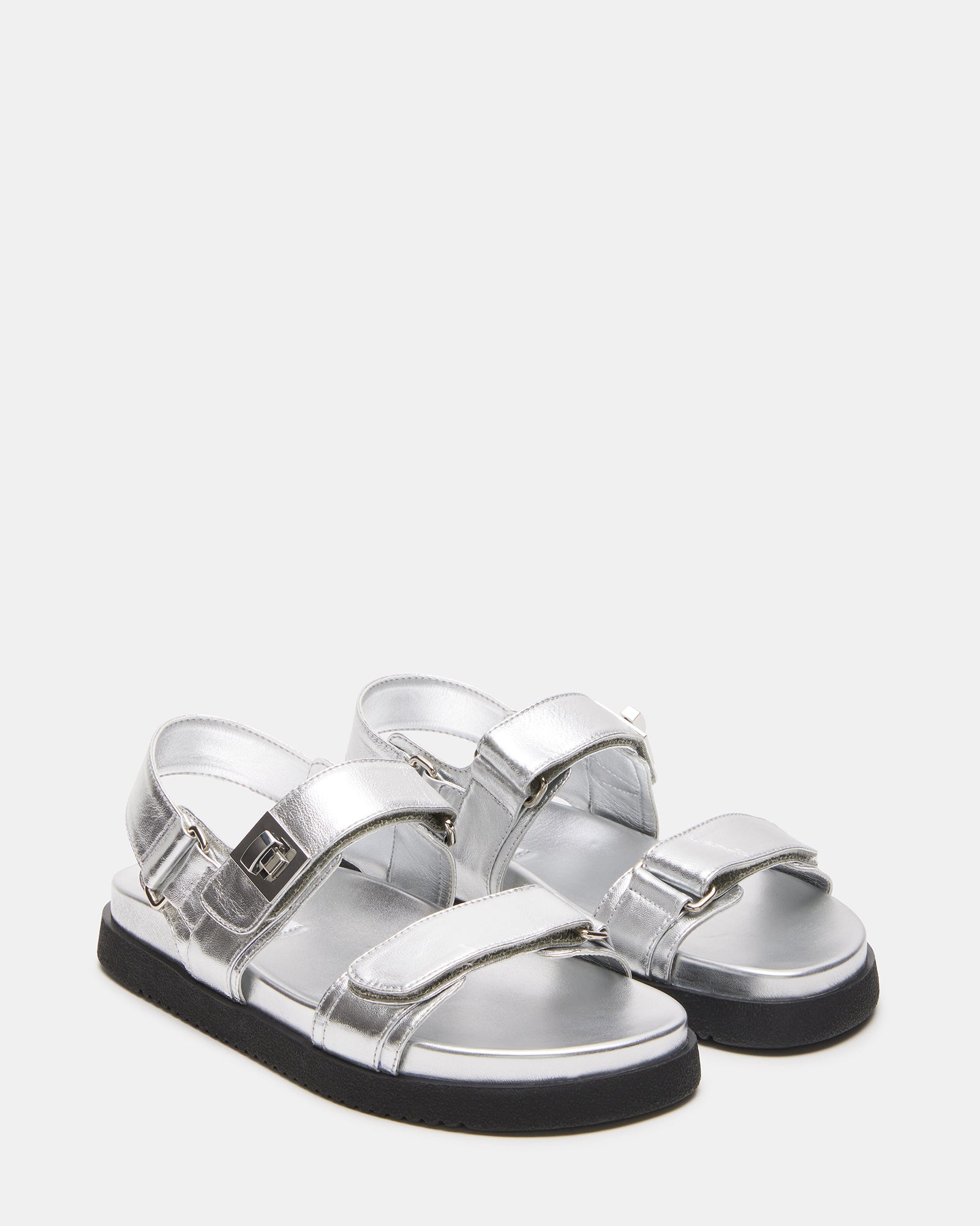 MONA Silver Leather Flatform Sandal | Women's Sandals – Steve Madden