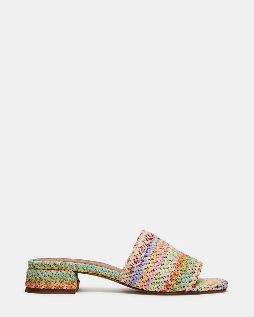 MONTGOMERY Bright Multi Square-Toe Slide Mule Women's Sandal | Steve Madden