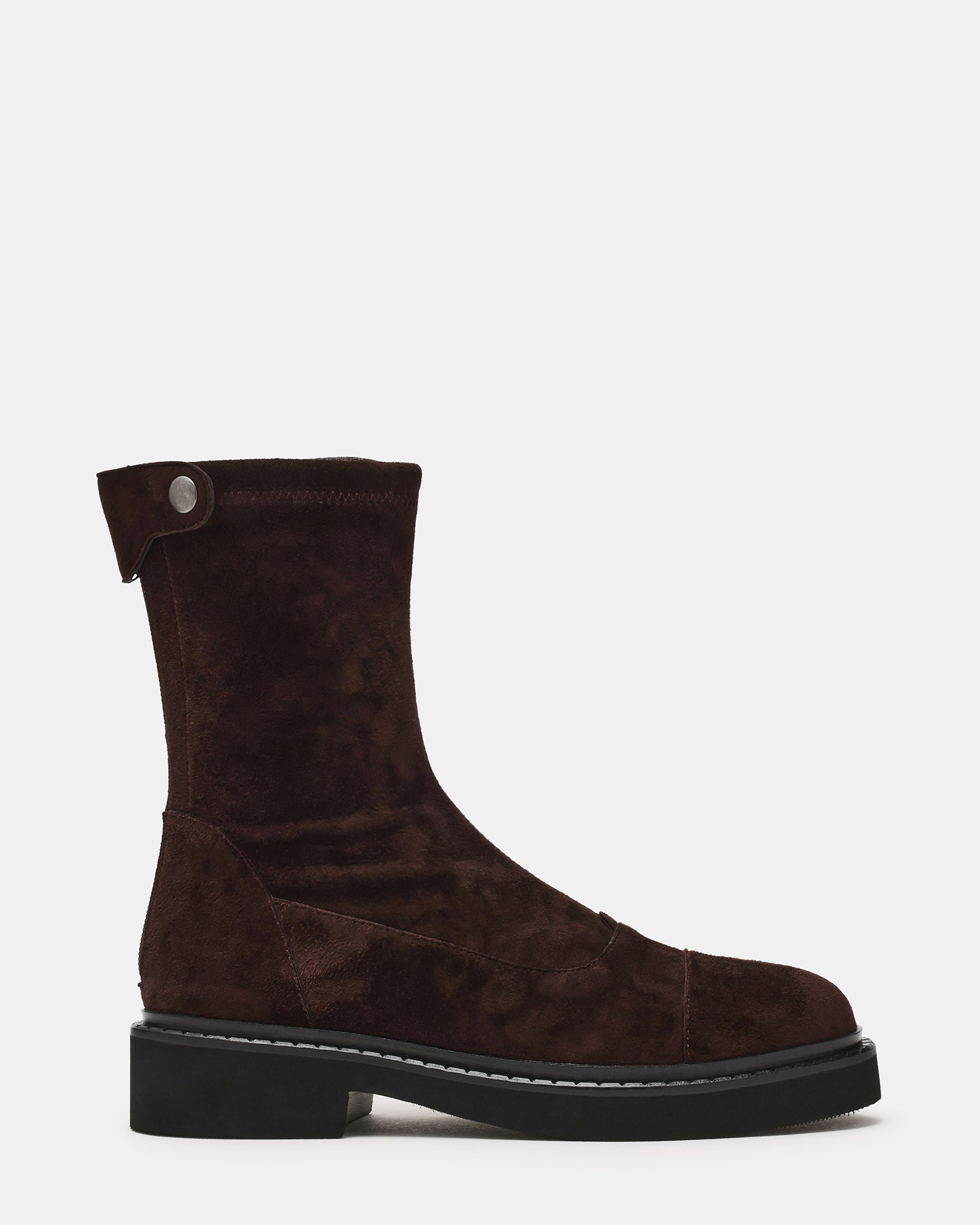 MYER Brown Suede Round-Toe Zipper Closure Women's Ankle Boot | Steve Madden