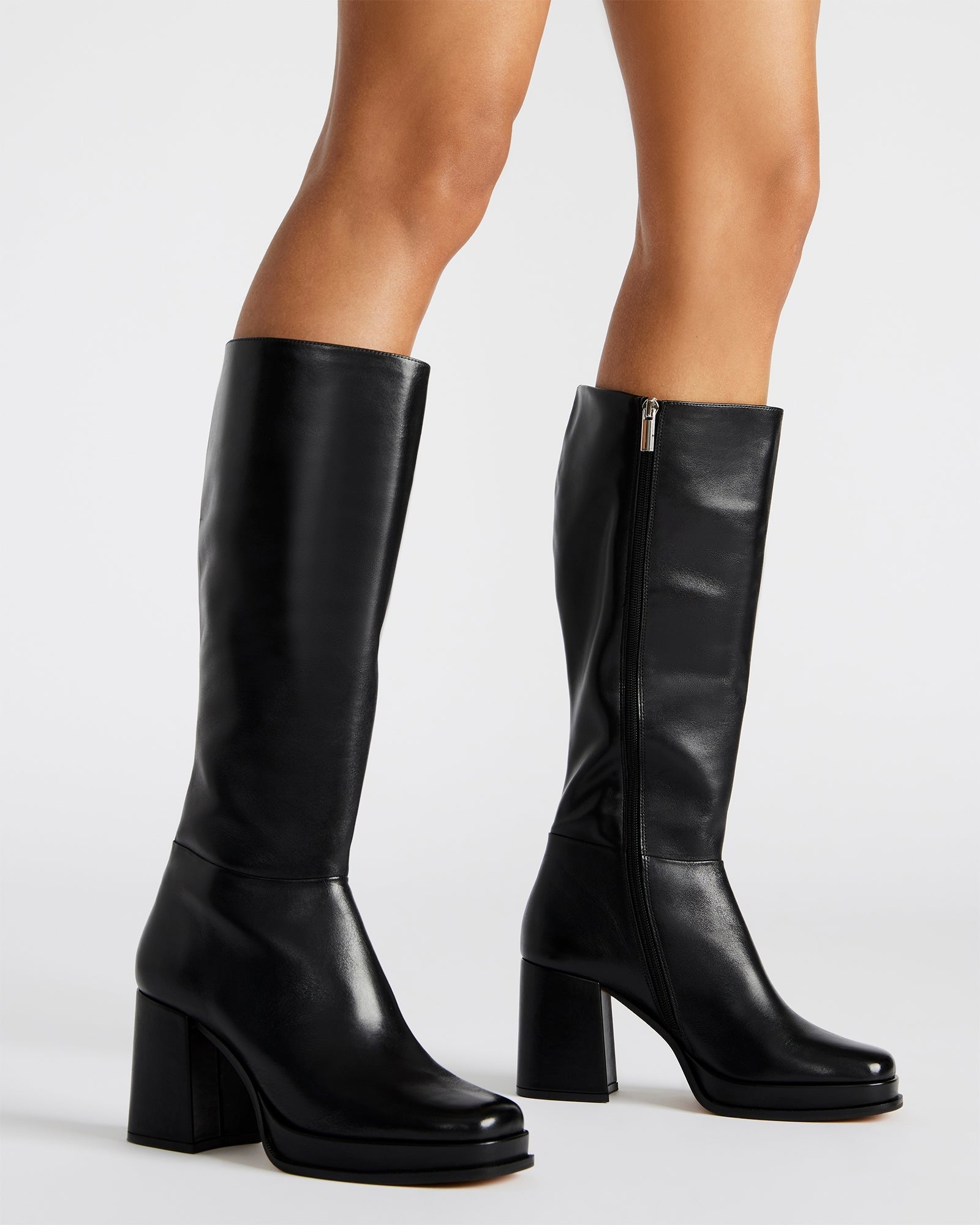 Platform Boots Steve Madden Tall Boots MYSTERY Black Leather