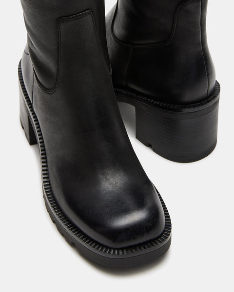 NALA Black Leather Square Toe Ankle Bootie | Women's Booties – Steve Madden