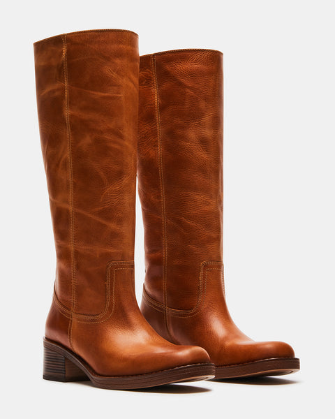 NENA Cognac Leather Knee High Boot | Women's Boots – Steve Madden