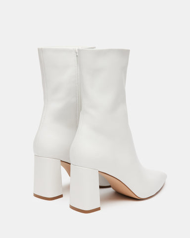 NICOLETTE White Leather Pointed Toe Ankle Bootie - Steve Madden