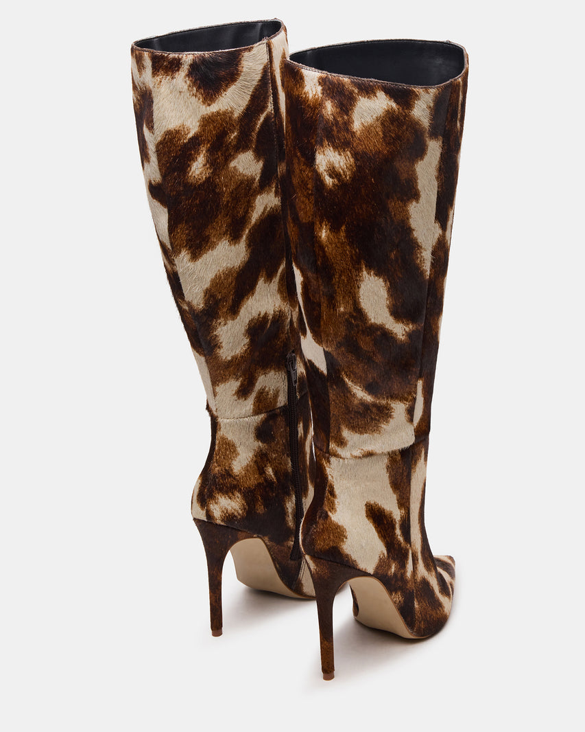 NITRO BROWN COW PRINT WIDE CALF