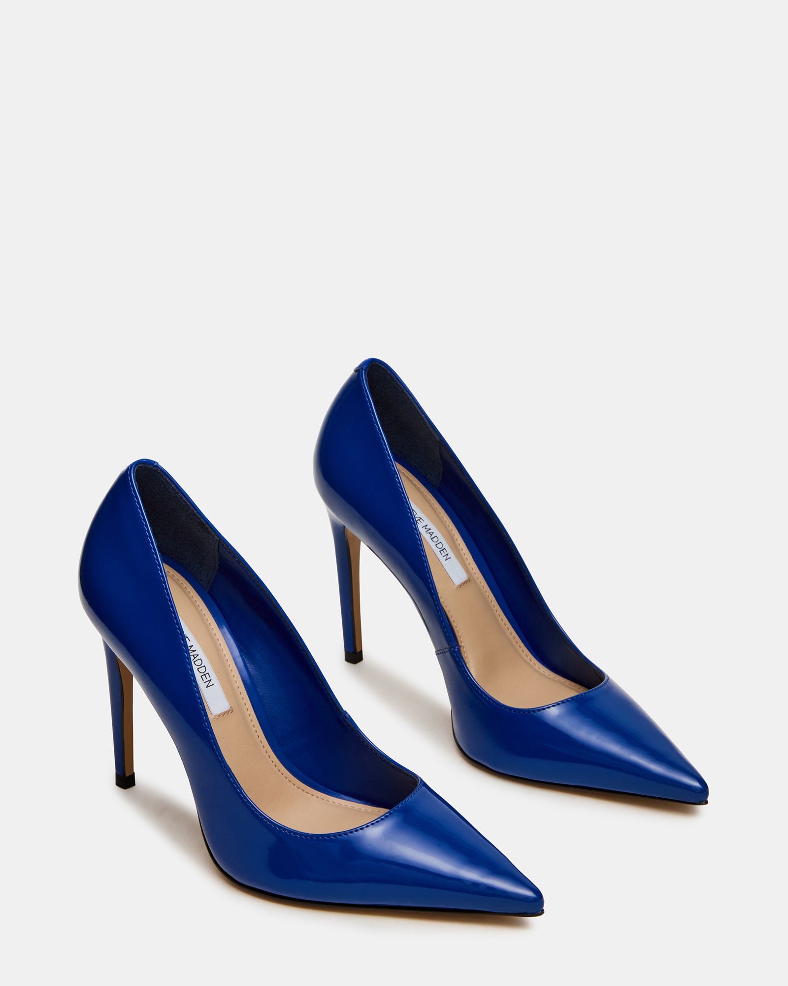 cobalt blue womens dress shoes womens comfortable pointed toe chunky heels solid color slip