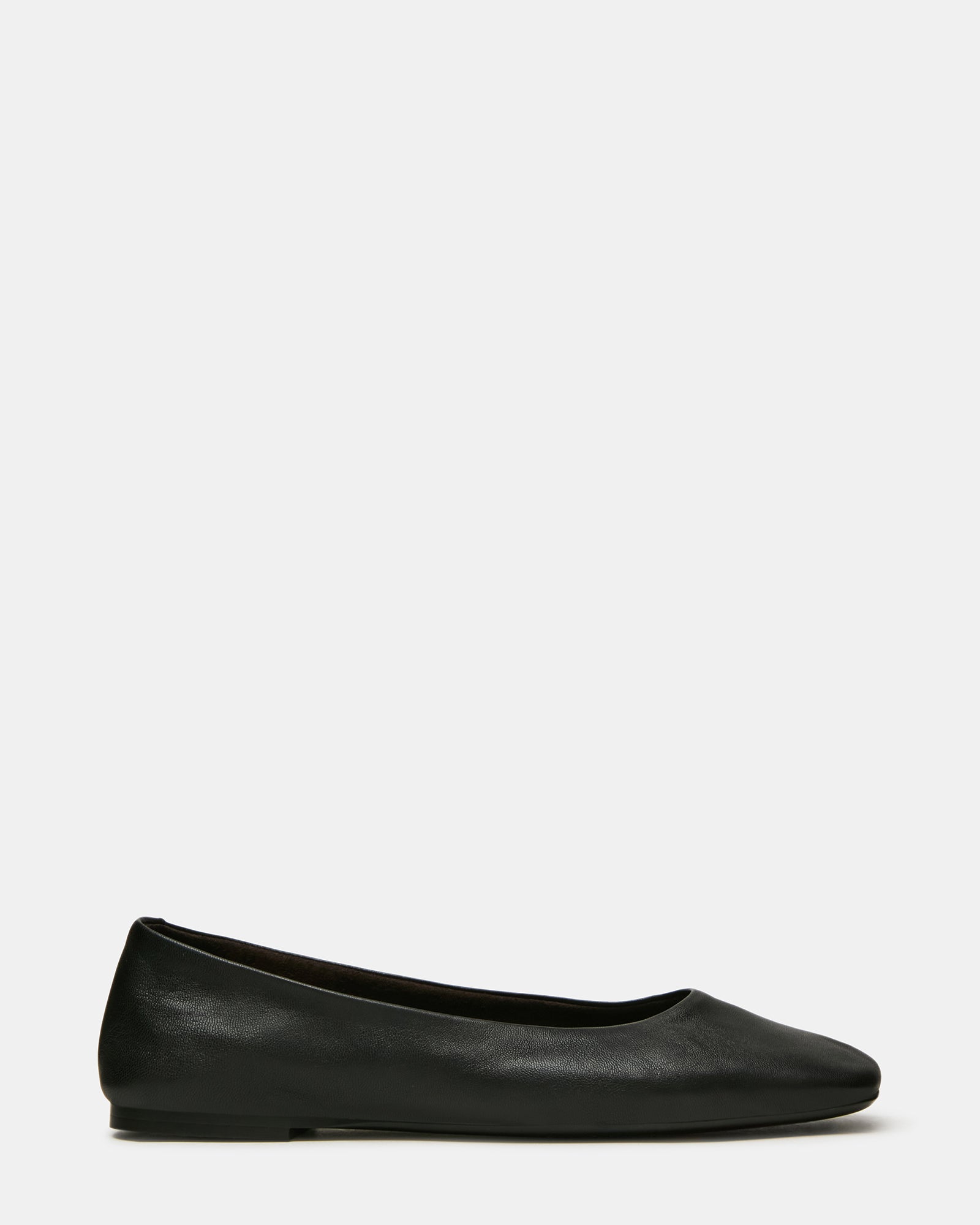 NURTURE Black Leather Square-Toe Ballet Women's Flat | Steve Madden