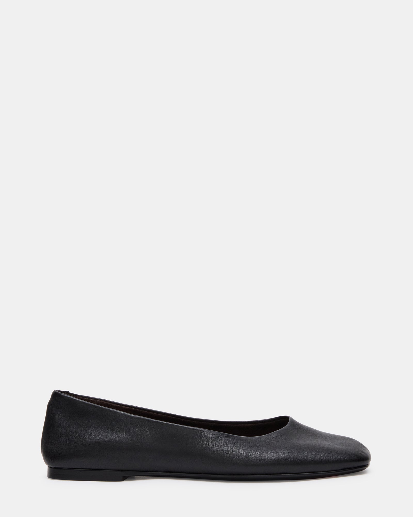 NURTURE Black Leather Square-Toe Ballet Women's Flat | Steve Madden