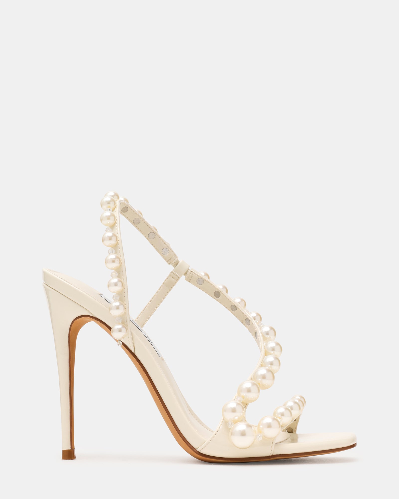 NYLIE White Strappy Square-Toe Embellished Women's Heel | Steve Madden