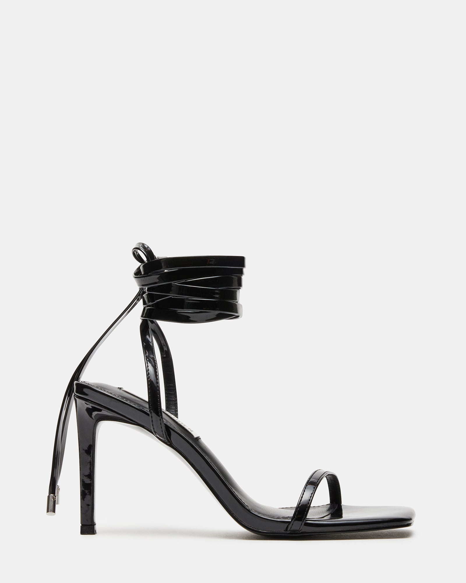 PASSIONATE Black Patent Strappy Square Toe Heel | Women's Heels – Steve ...