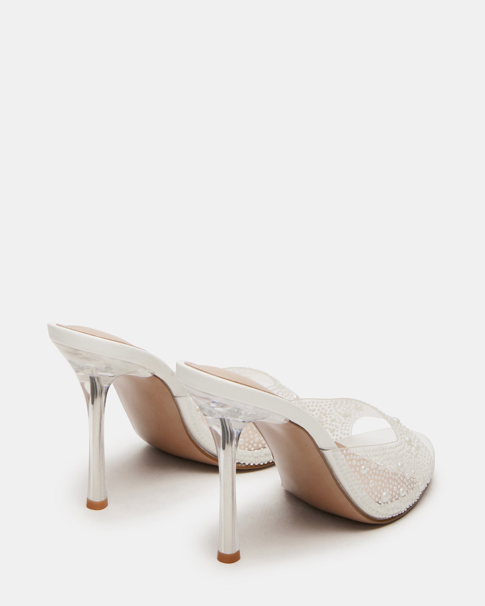 PEACH Pearl Clear Stiletto Mule Heel Women's Heels – Steve Madden