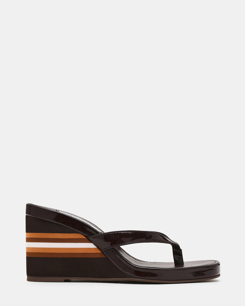 PLAYING Brown Multi Thong Wedge Women's Sandal | Steve Madden