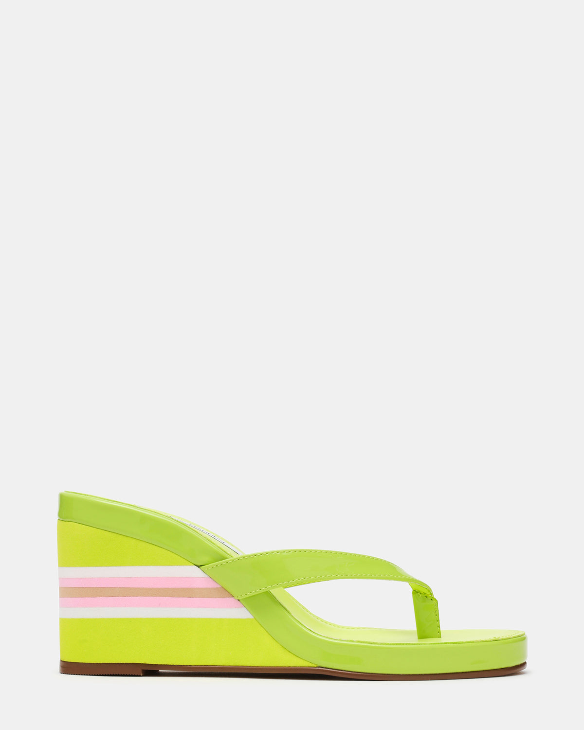 PLAYING Lime Multi Thong Wedge Women's Sandal | Steve Madden