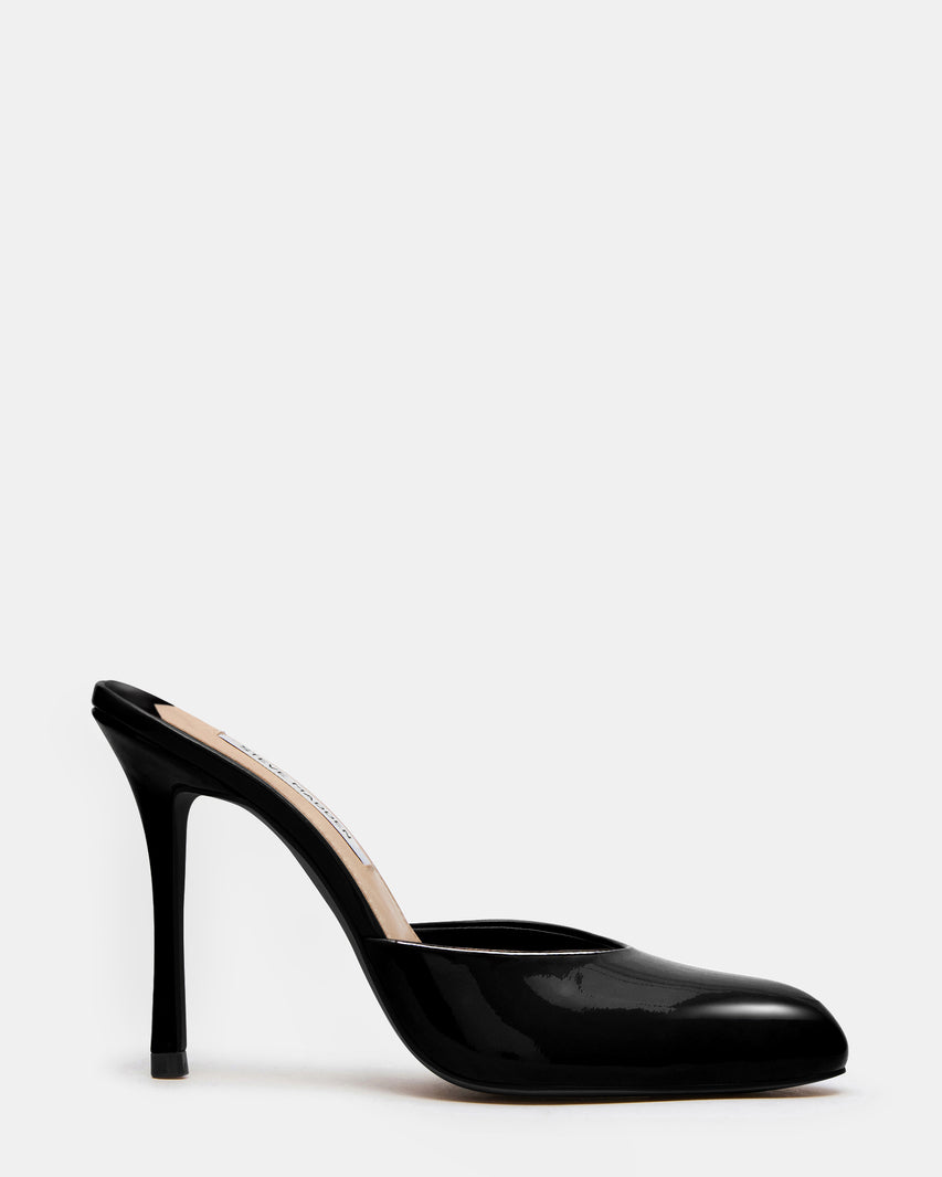 PLUM Black Patent Mule Stiletto Women's Heel | Steve Madden