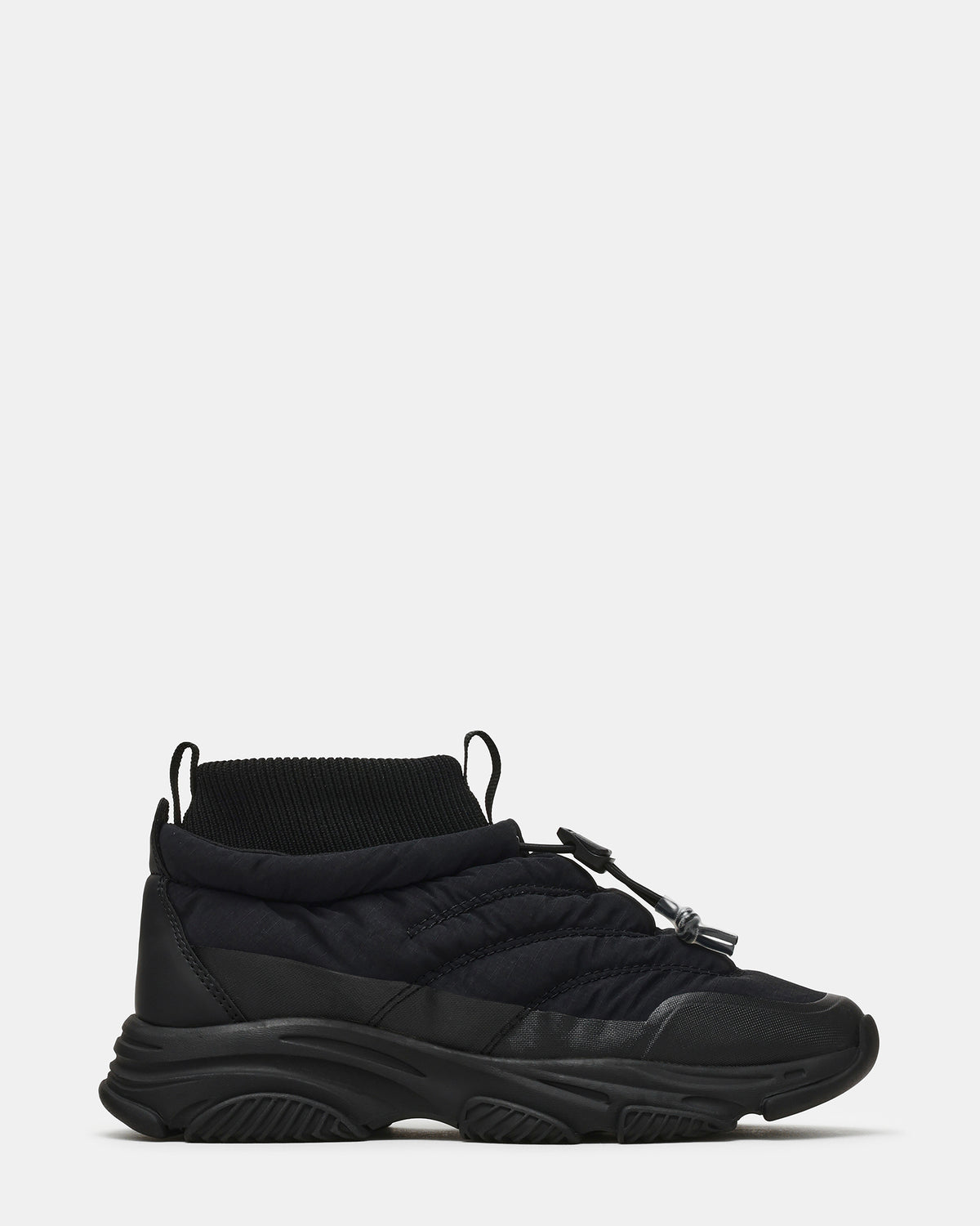 POLAR Black Pull-Cord Ribbed Sock Platform Women's Sneaker | Steve Madden