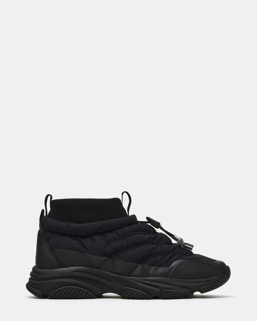 POLAR Black Pull-Cord Ribbed Sock Platform Women's Sneaker | Steve Madden
