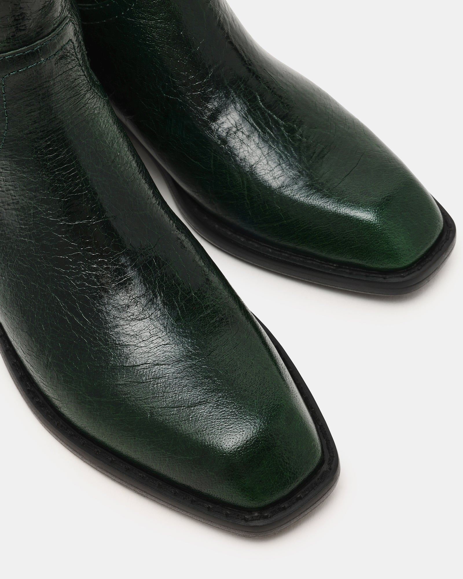 Steve Madden Primo Leather Square Toe Boots, Womens, 6, Dark Green