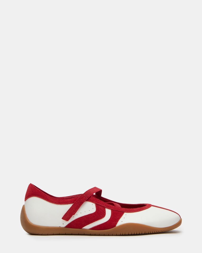 PULSE White/Red Mary Jane Sneakerina Women's Ballet Sneaker | Steve Madden