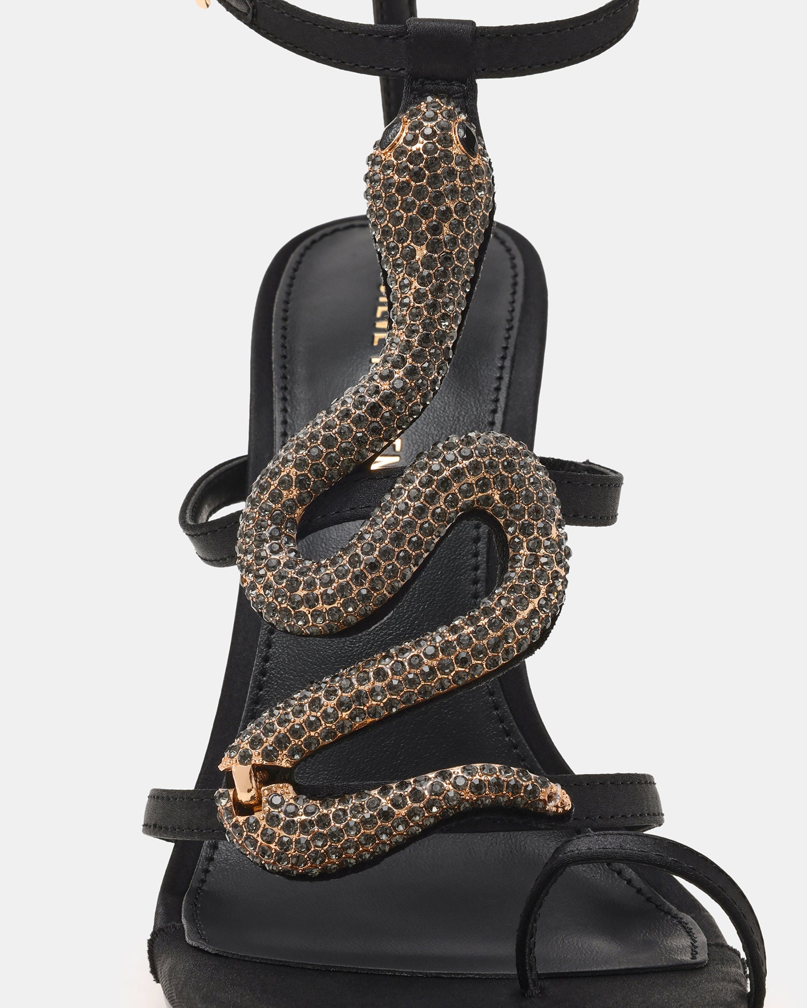 PYTHON Black Rhinestone Snake Stiletto Strappy Women's Heel – Steve Madden