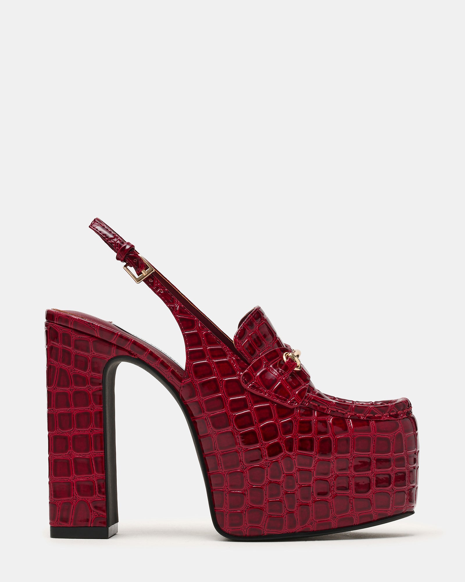 QUINN Red Crocodile Platform Slingback Women's Heel | Steve Madden