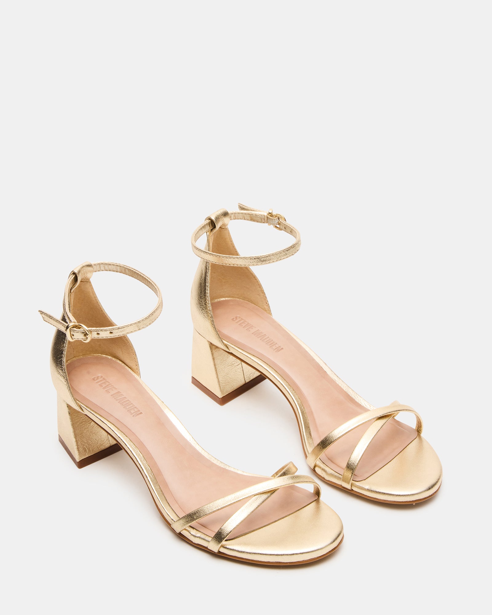 steve madden gold dress shoes DAFFIA Butter Leather Mary Jane Gold-Detail Buckle Ballet Women's Flat Steve Madden