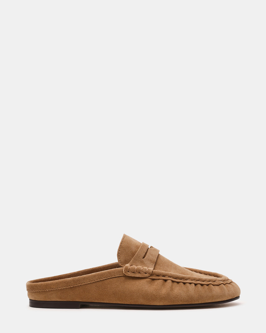 RAFE Taupe Suede Suede Slip-On Mule Women's Flat | Steve Madden