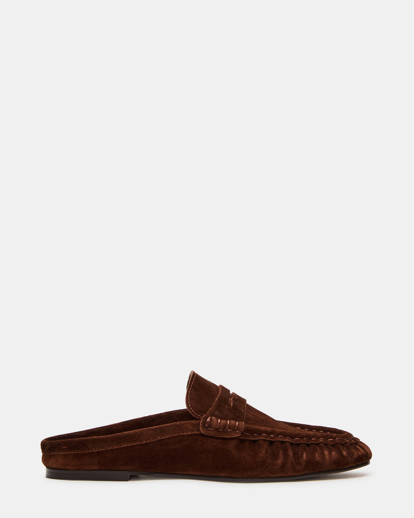 RAFE Umber Suede Slip-On Mule Women's Loafer | Steve Madden
