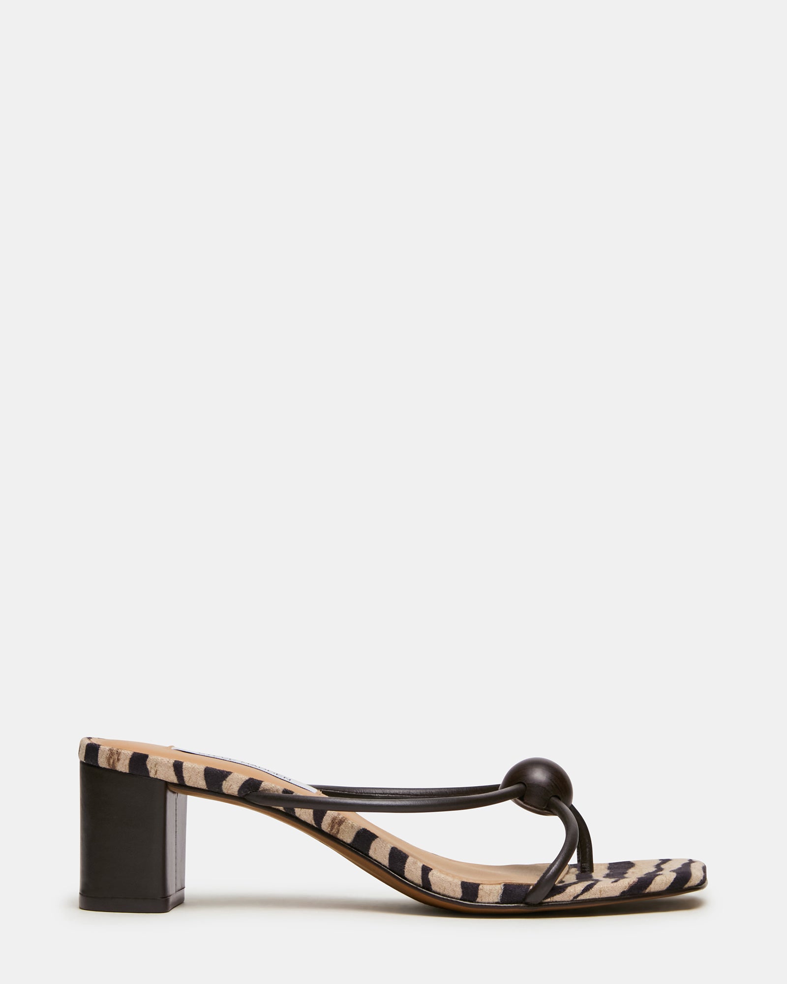 RAQUELLE Brown Multi Strappy Bead Thong Women's Block Heel | Steve Madden