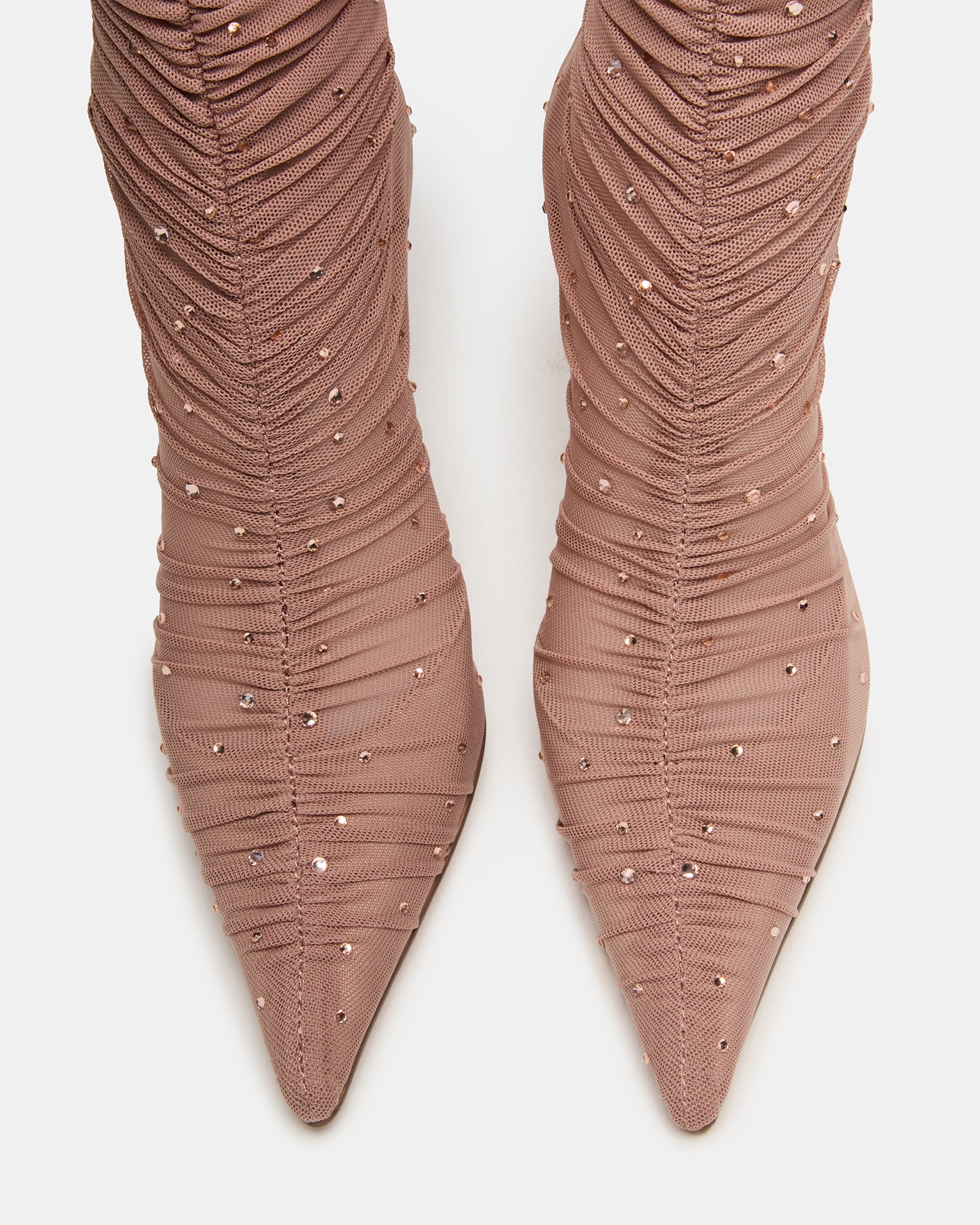 Boota Rasida RASHIDA Blush Mesh Over-The-Knee Pointed-Toe Rhinestone Stiletto Heel ...