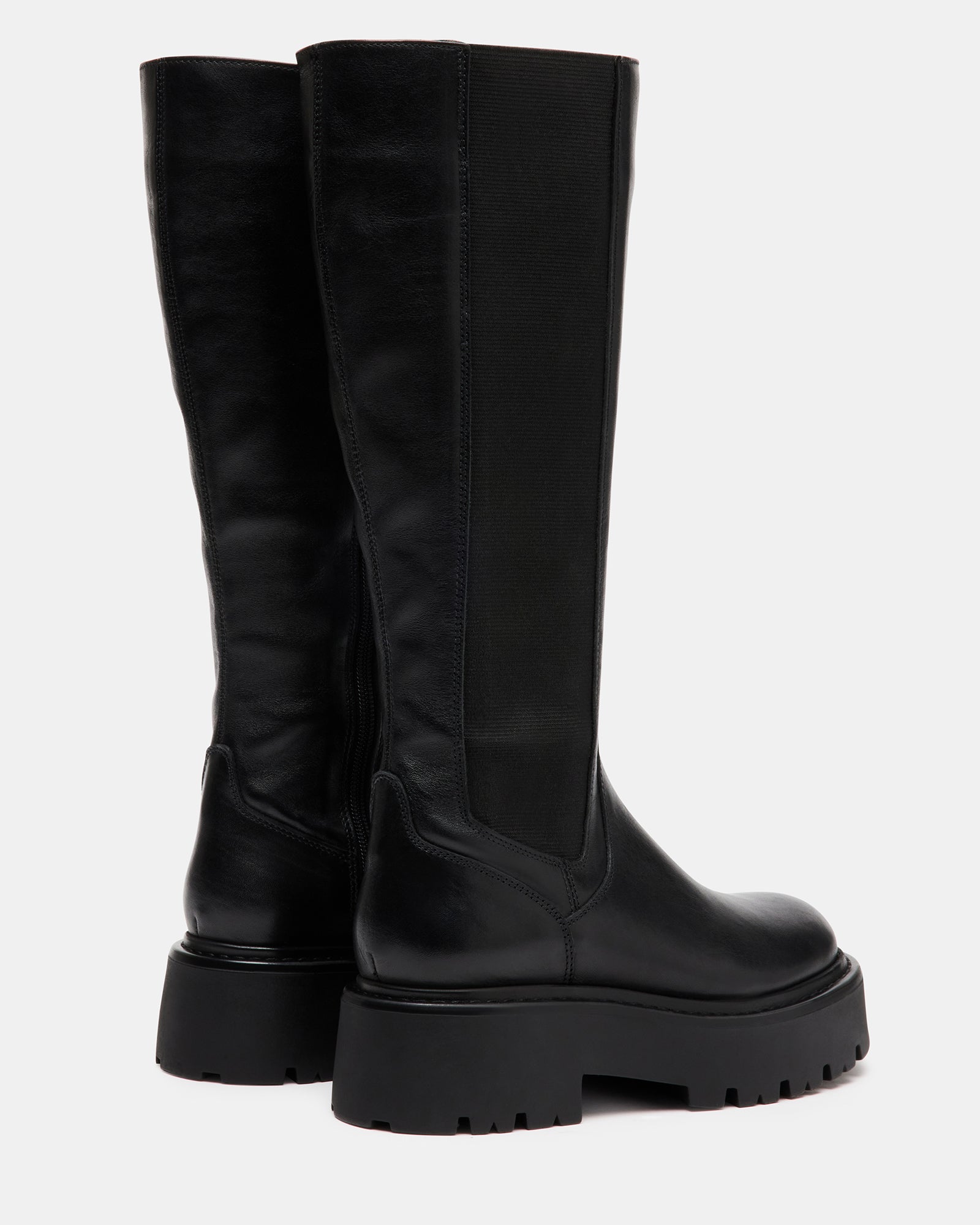 REX Black Leather Lug Sole Platform Boot | Women's Boots – Steve Madden