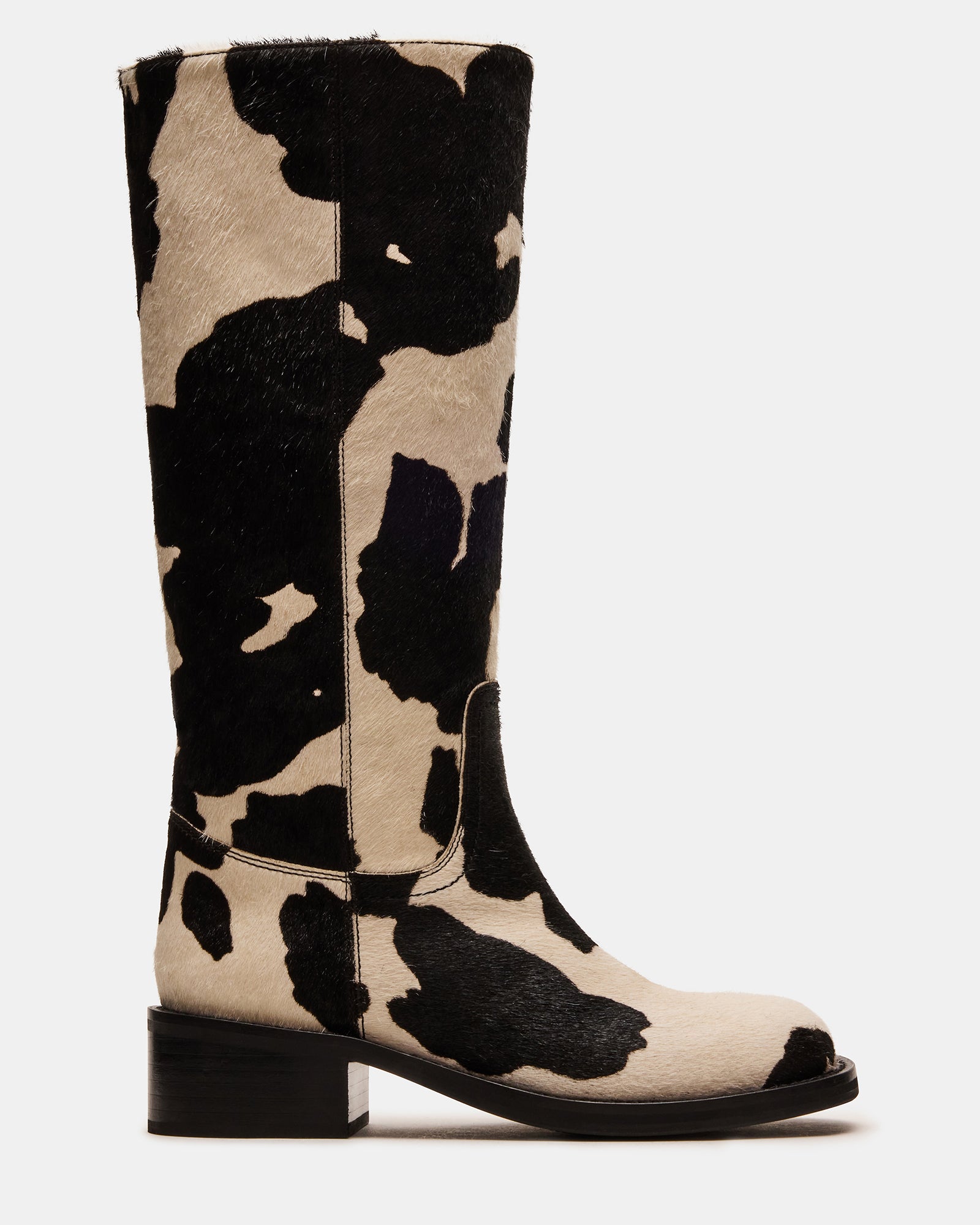 RIGGS Black Cow Print Square-Toe Women's Boot – Steve Madden