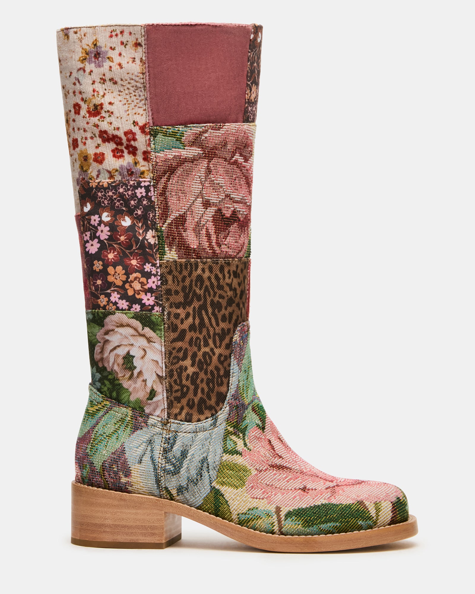 RIGGS Floral Multi Patches Square-Toe Women's Boot | Steve Madden