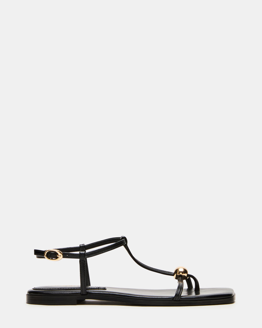 RITZY Black Square-Toe Strappy Women's Sandal | Steve Madden