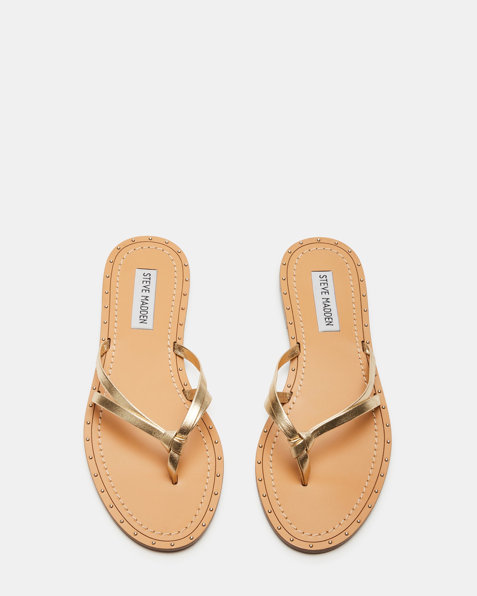 RIVERA Gold Leather Thong Sandal | Women's Sandals – Steve Madden