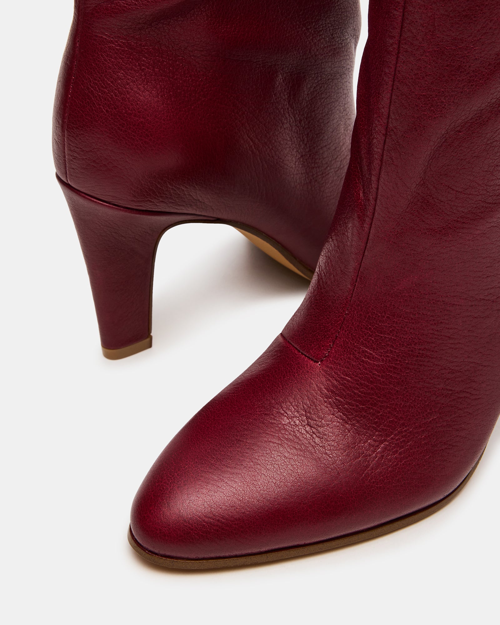 RIZK Burgundy Leather Knee-High Rounded Toe Heeled Women's Boot