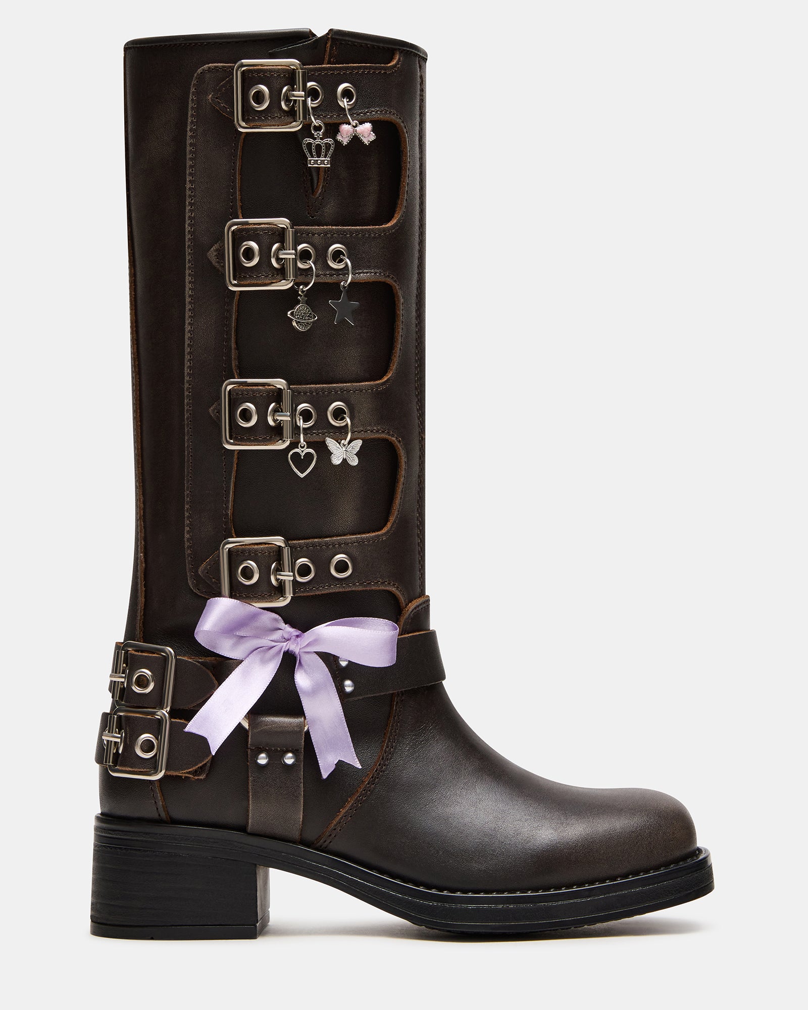 ROCKY Charms Brown Distressed Knee-High Moto Women's Boots | Steve Madden