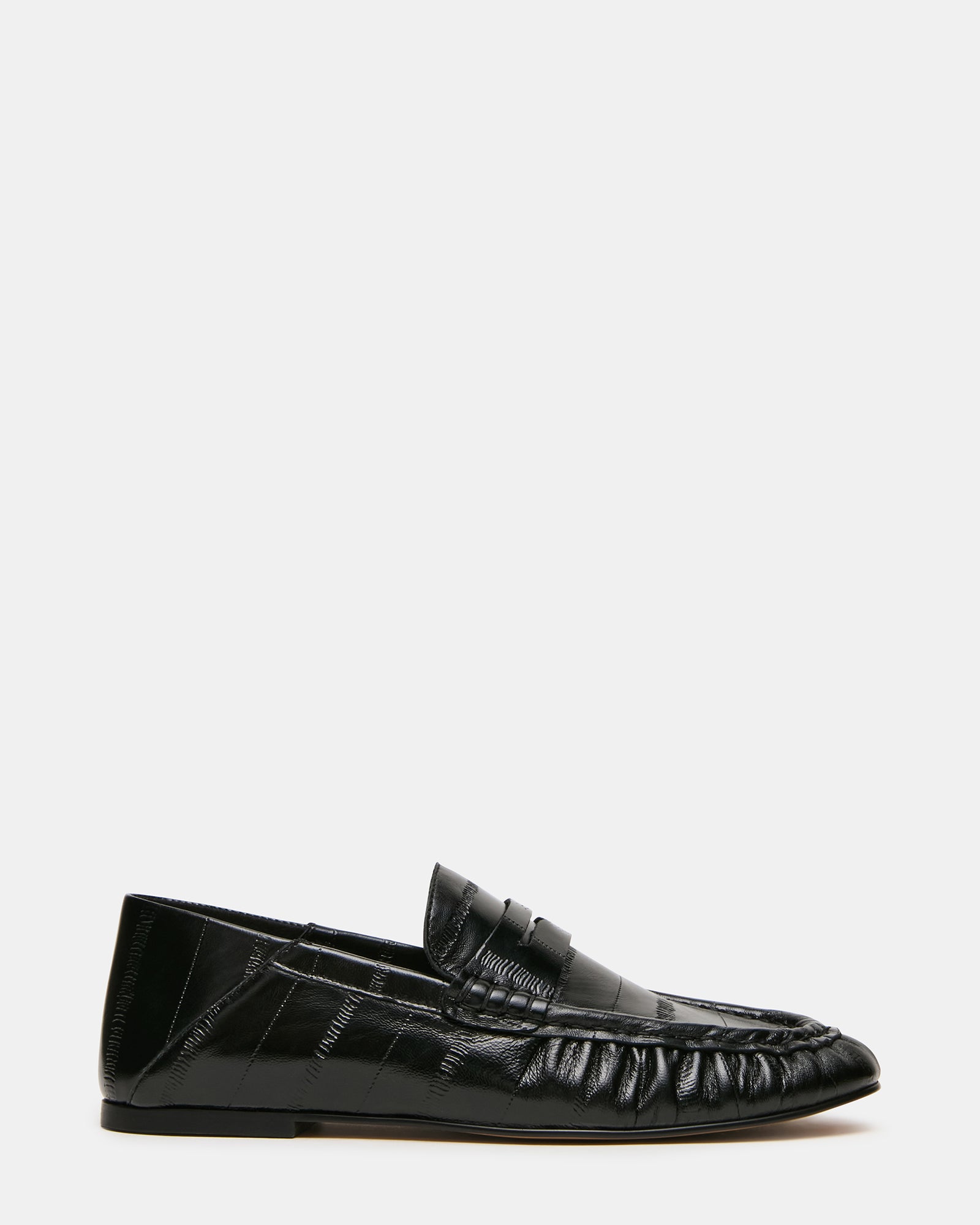 ROGER Black Eel Slip-On Women's Loafer | Steve Madden